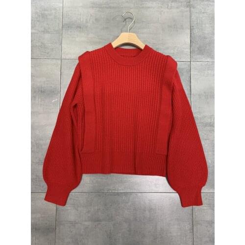 New ladies fashion 2021 long sexy casual solid color lantern sleeve sweater 1226