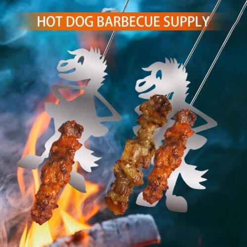 2021 New Outdoor Tableware Stainless Steel Barbecue Supply Barbecue Fork Hot Dog Horse Barbecue Fork Camping Cook Equipment