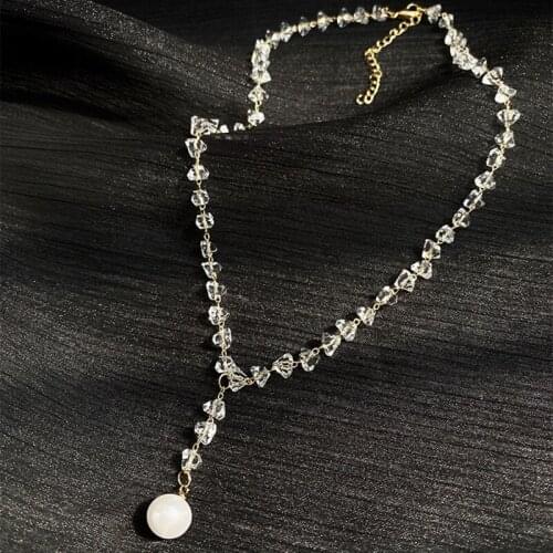 New Shiny Crystal Necklace Sexy Pearl Pendant Necklace Korean Fashion Womens Neck Jewelry Girls Valentines Day Gift