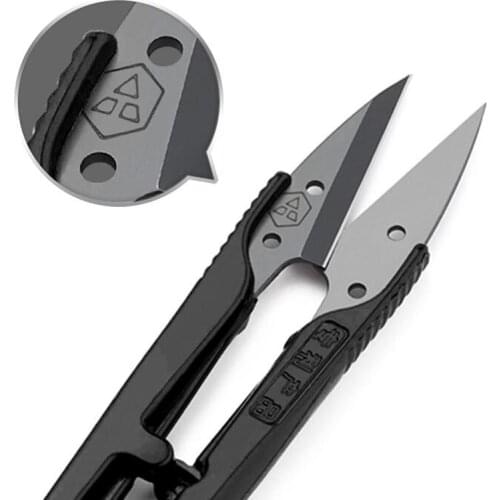 Black Thread Scissors U Sewing Clipper Beading Thread Cutter for Trimming Threads Stitch DIY Supplies and Embroidery Thrum Yarn