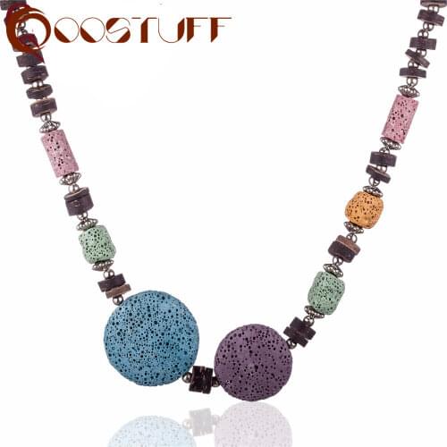 Wholesale Choker Necklace Beautiful Lava Stone Beads Handmade Jewelry Statement Nature Stone Necklace Women collares colar 2021
