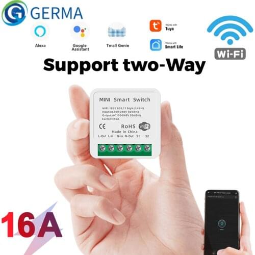 GERMA 16/10 A Mimi WiFi Switch DIY LED Light Smart Life Push Module Supports 2 Way APP Voice Relay Timer Google Home Alexa Tuya