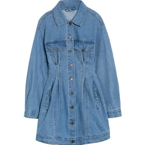 PERHAPS U Denim Dress Women Casual With Button Pocket Sexy Mini Jeans Dress Long Sleeved Elegant Solid Color High Waist D3001