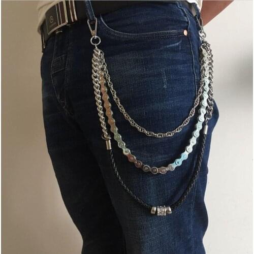 Basic & Simple Leather keychain Strong Biker Trucker Motorcycle Pants Key Jean Long Wallet Chain Punk in Silver for Men Women