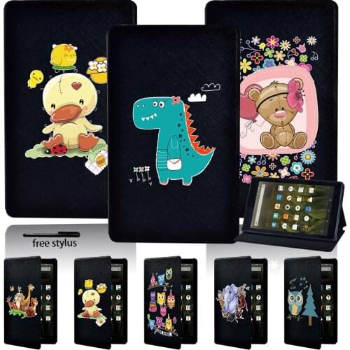 Shockproof Tablet Case for Amazon Fire 7 (5/7/9th) HD8 (6/7/8th) HD10(5/7/9th ) Pu Leather Slim Lightweight Cover Case +Pen