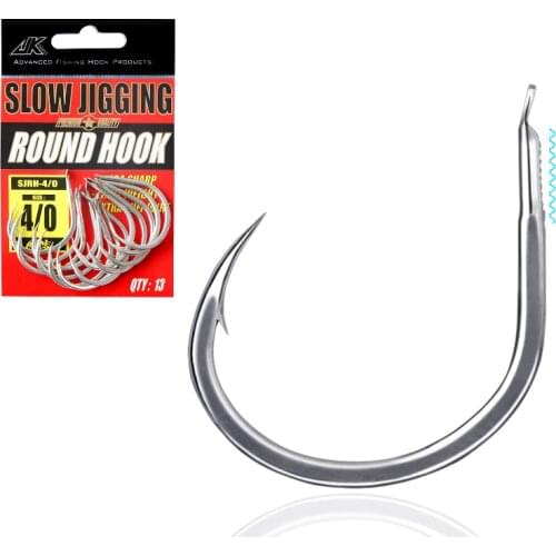 1/0 2/0 3/0 4/0 Slow Jigging hook Round Light 2X Hooks Sea Carbon Flat Lure Fishhook tuna Jigs Hook Hamecon fishing tackle