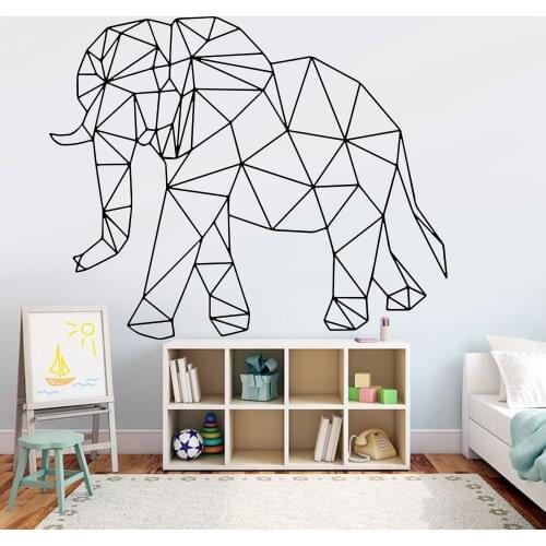 Elephant Wall Decal Artistic Geometric Animal Vinyl Nursery Interior Removable Wall Sticker Home Decoration Child Bedroom Y882