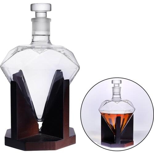 Glassware Diamond Whisky Decanter Lead-Free Crystal Glass Decanter for Rum Bourbon Vodka Tequila Wine Bottle Home Decoration