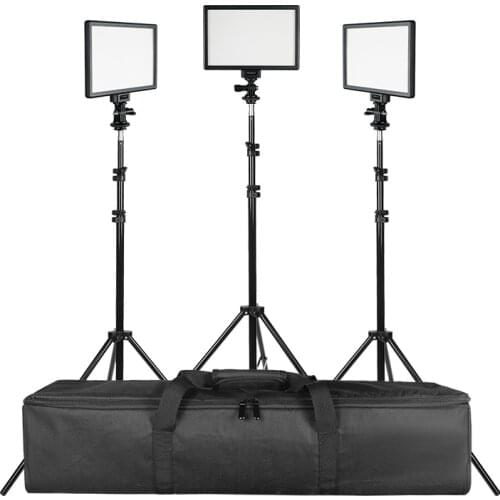 SUPON L122T 3 Sets LED Video Light Studio Light Photographic Lighting with Tripod 3200K/5600K Panel Lamps for Photo Youtube