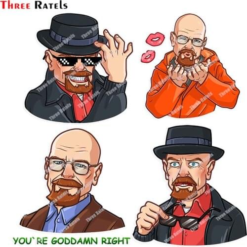 Three Ratels B270 Funny Breaking Bad Walter White Sticker For School Gifts Decals Waterproof Property Auto&Car Stickers