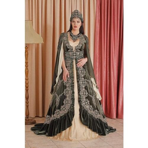 Turkish Dark Green Caftan Henna 2020 Engagement Wedding Dress Kaftan For Wedding Turkish bindallı modelleri Kına ve xina kaftanı