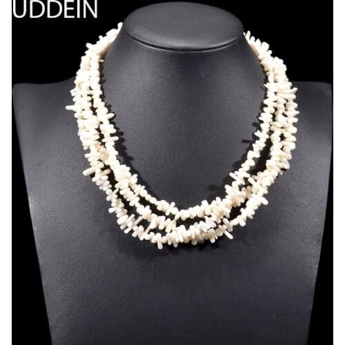 UDDEIN Three layers African Beads Necklace Vintage Statement White Coral Choker Bib Beads Nigerian wedding Indian Jewelry Gift