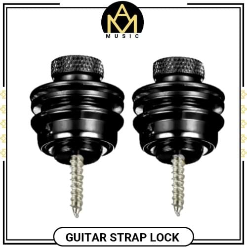 2PCS Guitar / Bass Strap Lock W/ Black Button Copper W/ Plating Guitar Parts New Lightweight