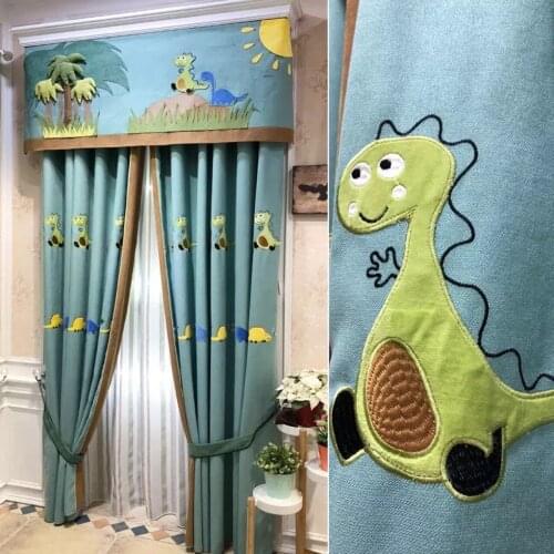 Cute Cartoon Dinosaur Modern Three-dimensional Embroidery Shading Children curtains for bedroom blackout curtain for living room