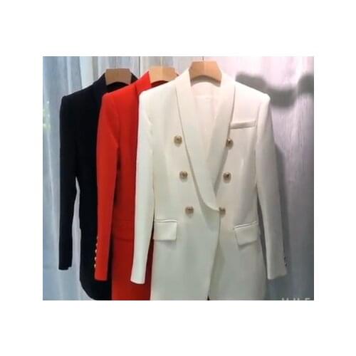 TOP QUALITY Long Blazer Double Breasted Gold Button blazers Woman 2019 FASHION HOT SALE