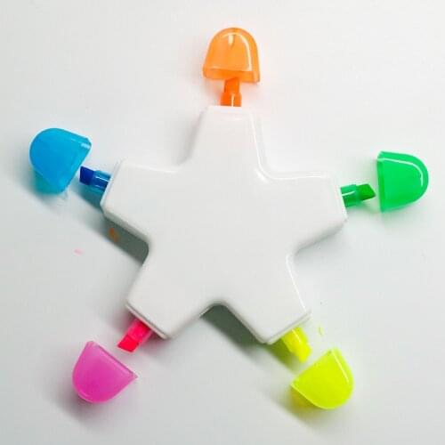 1pcs Creative 5 Colors Pentagram Highlighter For Kids Great Gift Fashion Office School Writing Supplies Painting Tool Pens
