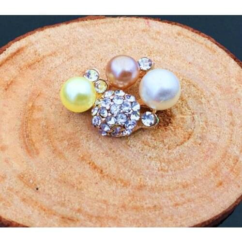 2016New 50Pcs Pearl Rhinestone Buttons for Wedding Decoration and DIY hair accessies ZJ83