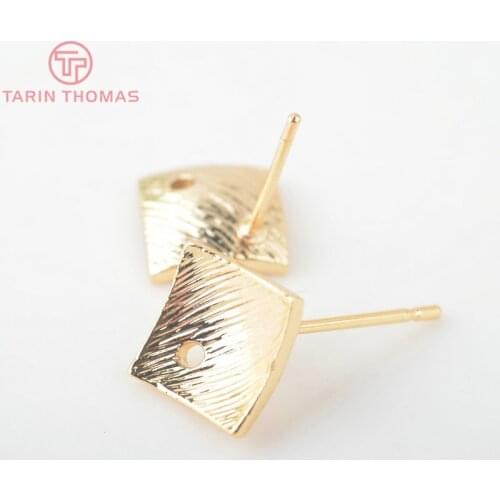 10PCS 8.5MM 24K Gold Color Brass Inward Arc Surface Stud Earrings Pins High Quality Jewelry Accessories