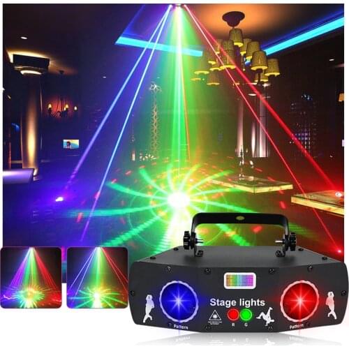Christmas Light 5 Eyes 3 IN1 Laser Projector Beam Lights Voice Control LED Lamp RGB DMX Party Lamps for Wedding Christmas Club