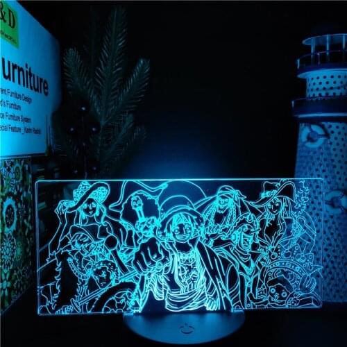 3D Night Light One Piece Luffy Zoro Nami Sanji Chopper Anime Figure Lampara Led Lamp Home Decoration Kids Gift Lampe Manga Lampe