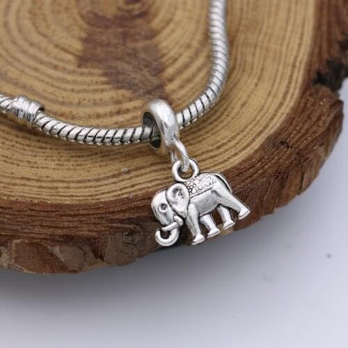 5PCS Antique Silver Plated Elephant Beads Fit Pandora Jewelry Making Charm Bracelet DIY Accessories Handmade Craft