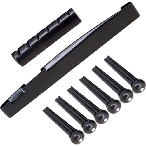 6x Acoustic Guitar Bridge Pins & Guitar Saddle & Guitar Nut Kit Luthier Tool
