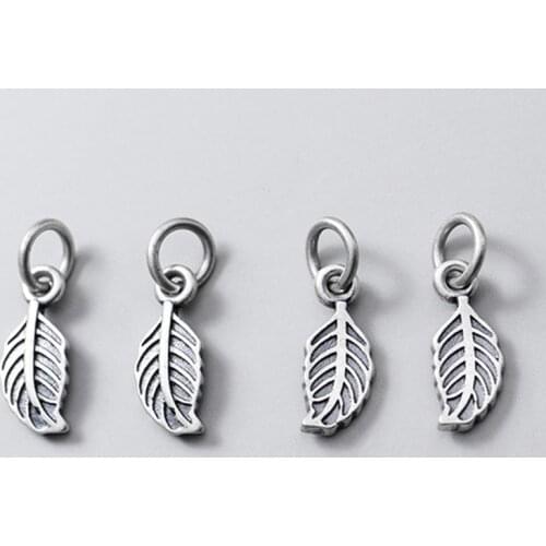 925 Sterling Silver Casual Handmade Matte Small Leaf Charms Decoration Ornament Matte S925 Silver Pendant DIY Jewelry Findings