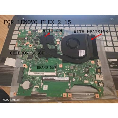 BRAND NEW LF15M MB 13308-1 448.00Z04.0011 For Lenovo Flex 2-15 LAPTOP MOTHERBOARD WITH CPU 3558U +GPU+HEATSINK