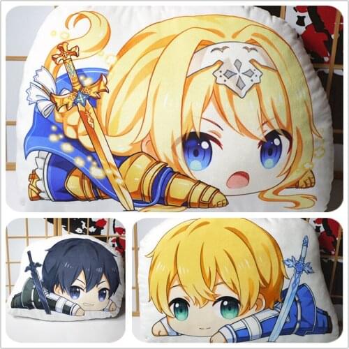 Anime Sword Art Online figure pillow SAO Kirigaya Kazuto Alice Eugeo plush stuffed doll toy double sided case 40cm for gift