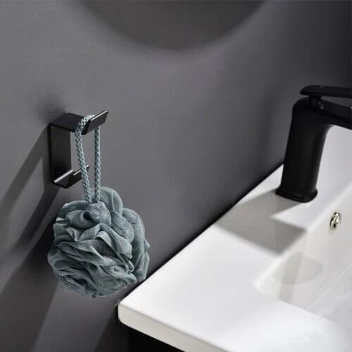 Bojia Aluminum Robe Hook Black Clothes Hanger 3M Tape Bathroom Accessories Wall Mounted Fabric Holder For Kitchen Hardware