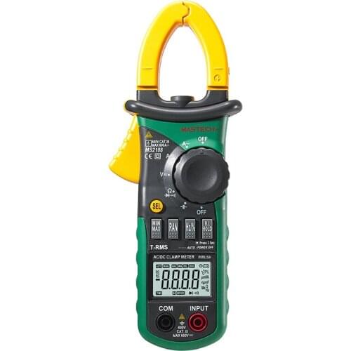 MASTECH MS2108 AC DC Clamp Meter T-RMS Digital Auto Range multimeter Voltmeter Ammeter Capacitor Resistance Tester