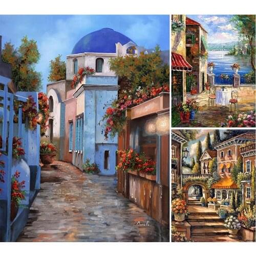 DIY 5D Diamand Painting Villa Street Landschap Cross stitch Full Drill Square Diamand Embroidery Mosaic Picture Crystal Decor