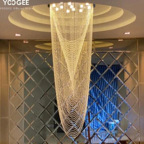 Luxury Chandeliers Staircase Chandlier Crystal Indoor Lighting Restaurant Lobby Cristal Lights Living room Loft Hanging Lamp