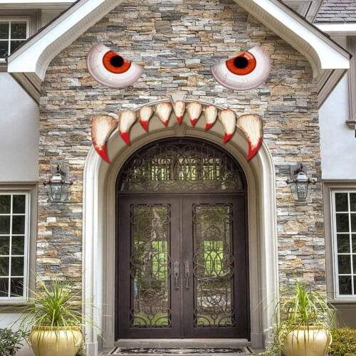Halloween Door Stickers Home Decoration Horror Eyes Fangs Paw Party Holiday Decoration Wall Stickers Floor Stickers Halloween