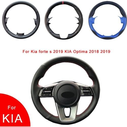 Breathable Punch Hand-Stitched Artificial Leather Car Steering Wheel Cover For Kia forte s 2019 KIA Optima 2018 2019