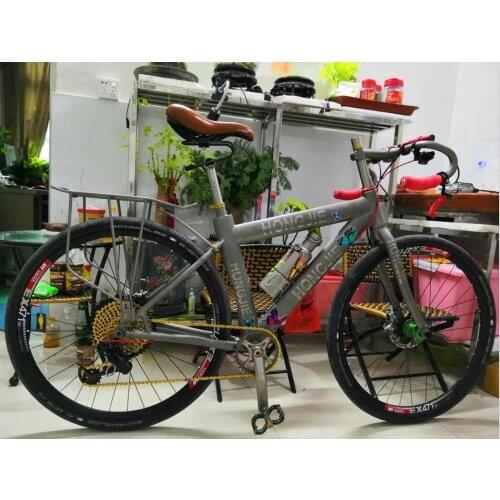 Custom titanium touring bike frame with curved tubes, XACD titanium bike frame, China titanium cheap bike frame