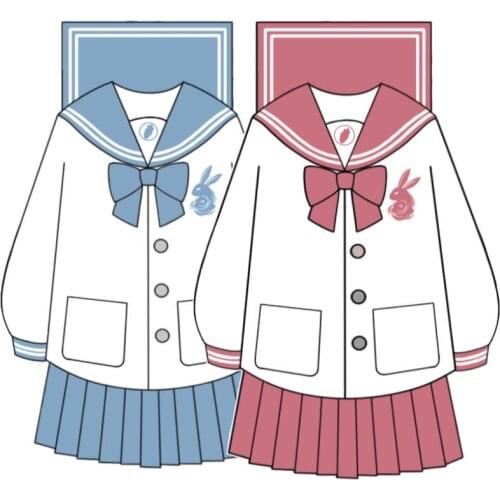 Anime Mo Dao Zu Shi Cosplay The Untamed Wei Wu Xian Costumes Lan Wangji Rabbit JK Uniforms Blue Pink Suit Pleated Skirts CS591