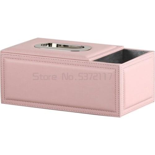 Leather tissue box ornaments modern simple living room storage carton American ornaments