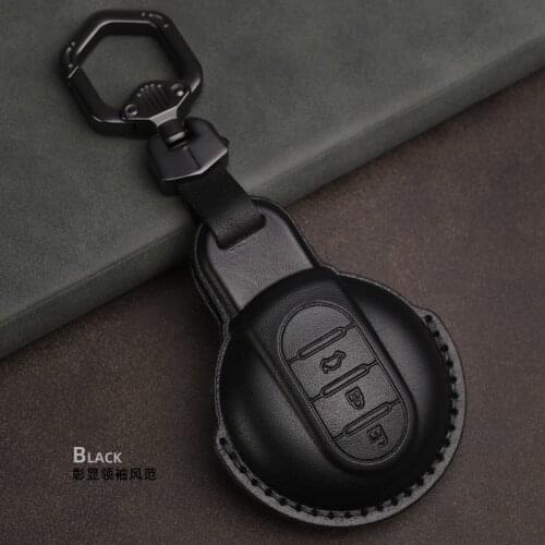 Leather Car Remote Key Case Fob Cover Skin Keychain For MINI Cooper Clubman Hardtop Hatchback Countryman F54 F55 F56 F57 F60