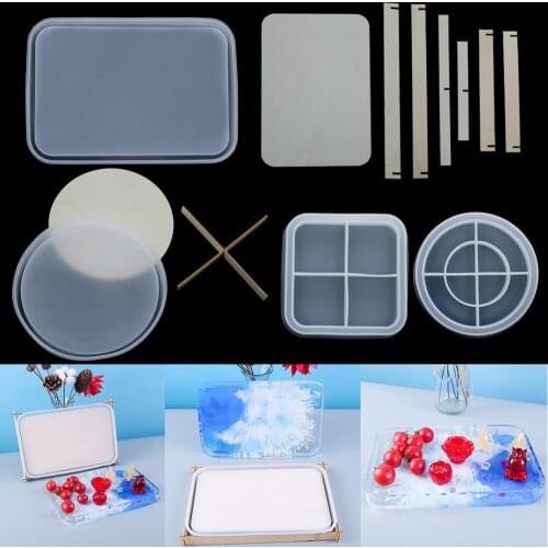 Round Rectangle Coaster Base Silicone Mold Dinner Dish Fruit Large Storage Plate Tray Epoxy Resin Mold For DIY Home Decor Crafts