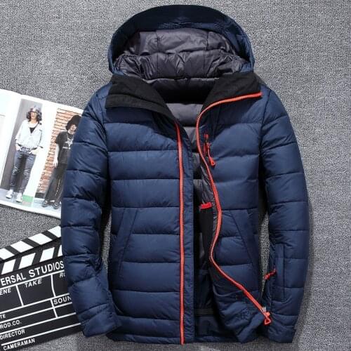 Winter Jacket Men Brand Clothing Slim Dress Casual Thin Warm Long Sleeve Male White Down Jacket with Cap