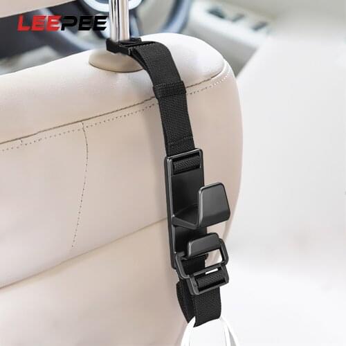LEEPEE 1 Piece Grocery Bag Hanger Holder Car Headrest Hanger Auto Fastener Clip Universal Adjustable Car Seat Back Hooks
