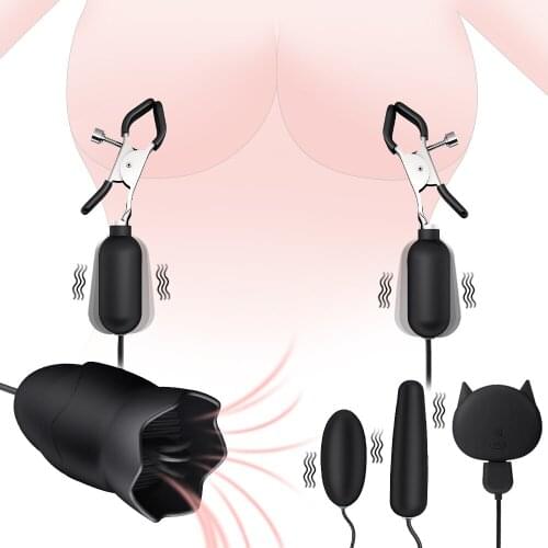 Nipple Stimulation Licking Vibrators 10 Speed Remote Control Tongue Licking Jumping Egg Nipple Chest Massage Sex Toys For Women