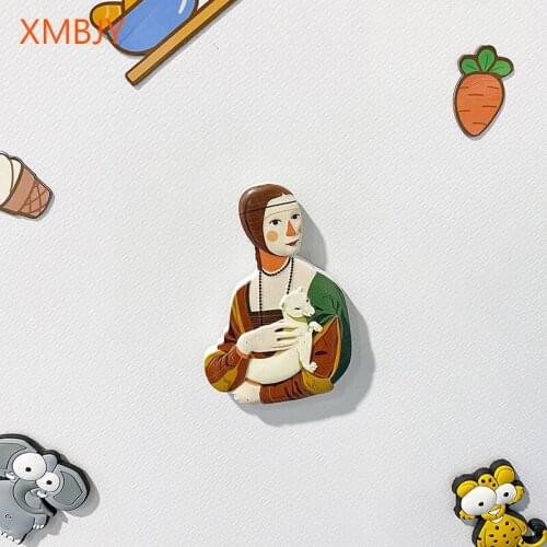 Famous paintings Van Gogh New Year Fridge Magnet Magnetic Sticker Cartoon Creative Cute Ins Resin Refrigerator Magnet Home Decor