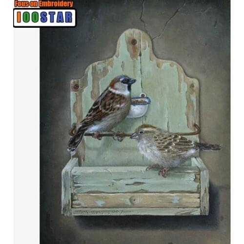 DIY Two Little Funny Birds 5D mosaic square diamond painting cross stitch diamond embroidery home decor crafts wall painting