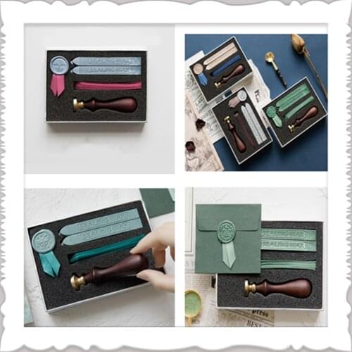 Creative Stamp Wax Seal Set DIY Handmade Ribbon Sealing Wax Strip Wedding Birthday Invitation Decoration Wax Printing Gift Box