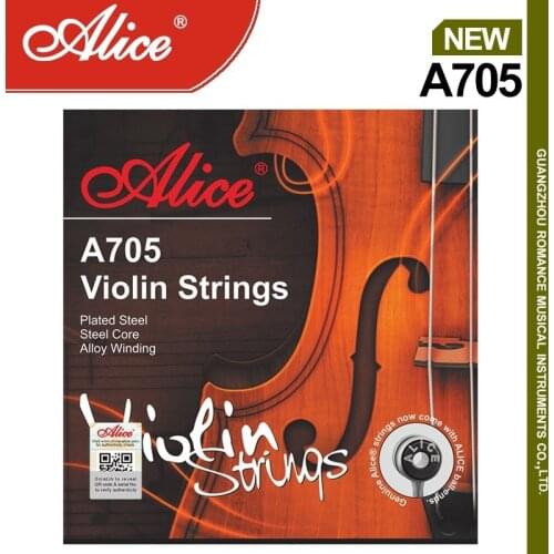 Alice A705 Violin String Set, Plated Steel Plain String, Steel Core