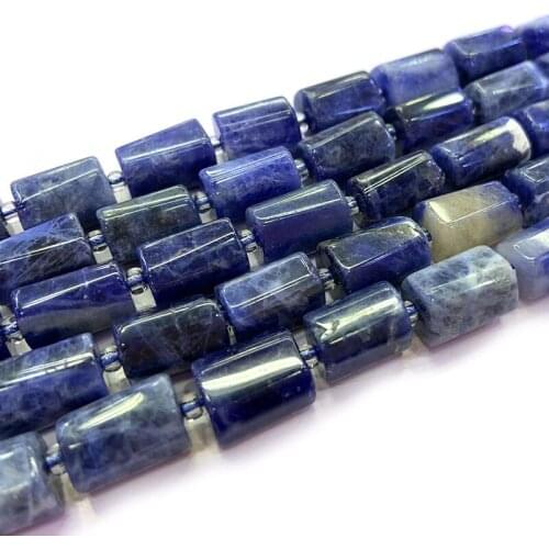 Natural Blue Sodalite Stone Beads 38cm Column Barrel Spacer DIY Loose Beads For Jewelry Making Women Beads Accessories Gift