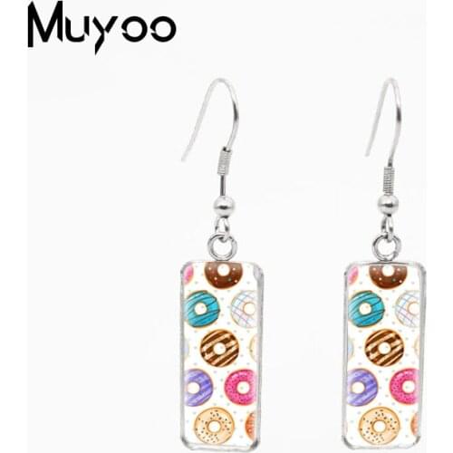 2021 New Fashion Candy Sweets Donuts Tasty Desserts Icecream Fastfood Chocolate Cupcakes Rectangle Dangles Earrings