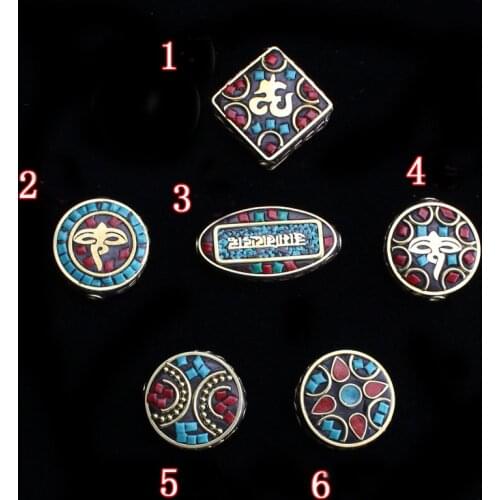 WEIYU 6pcs Wholesale Brass Nepal Beads Spacer Bead National Styles DIY Parts Charm Beads Handmade Jewelry Different Size